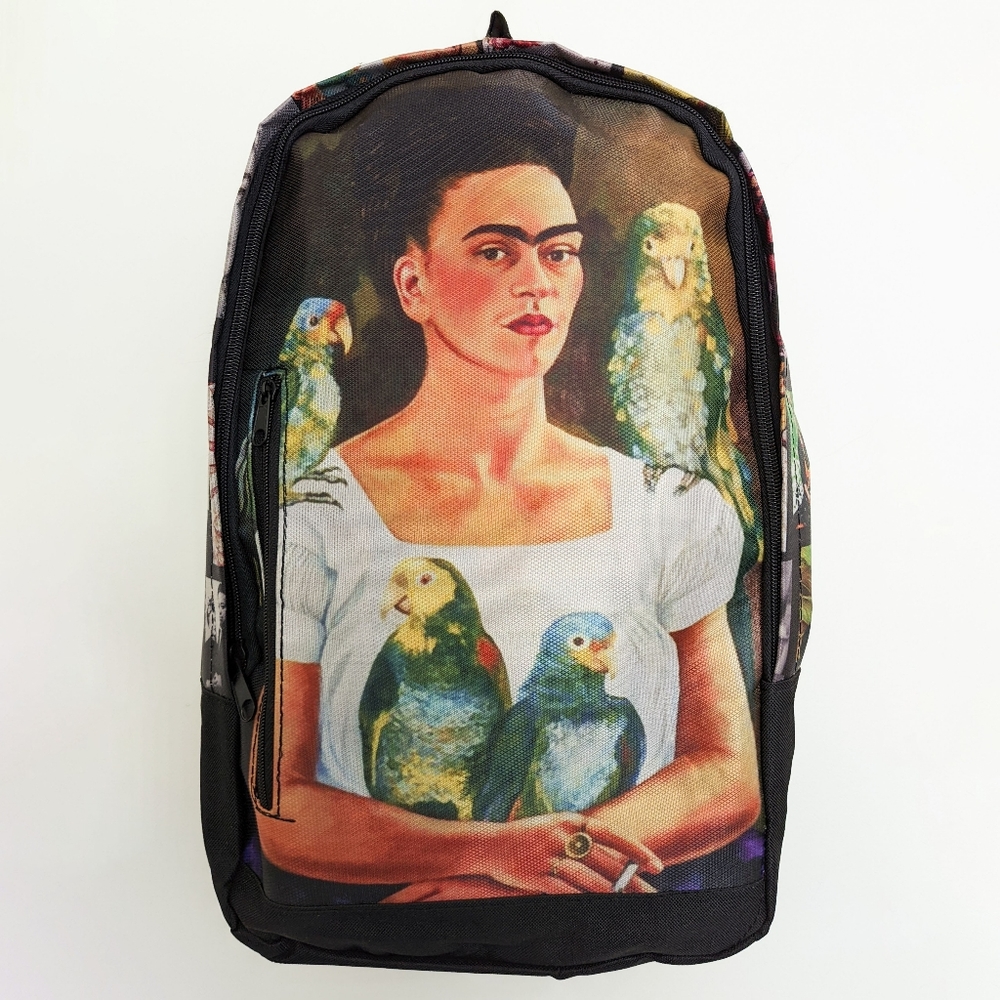 Frida Kahlo inspired backpack // 🎨 Mini paintings print on sides.
